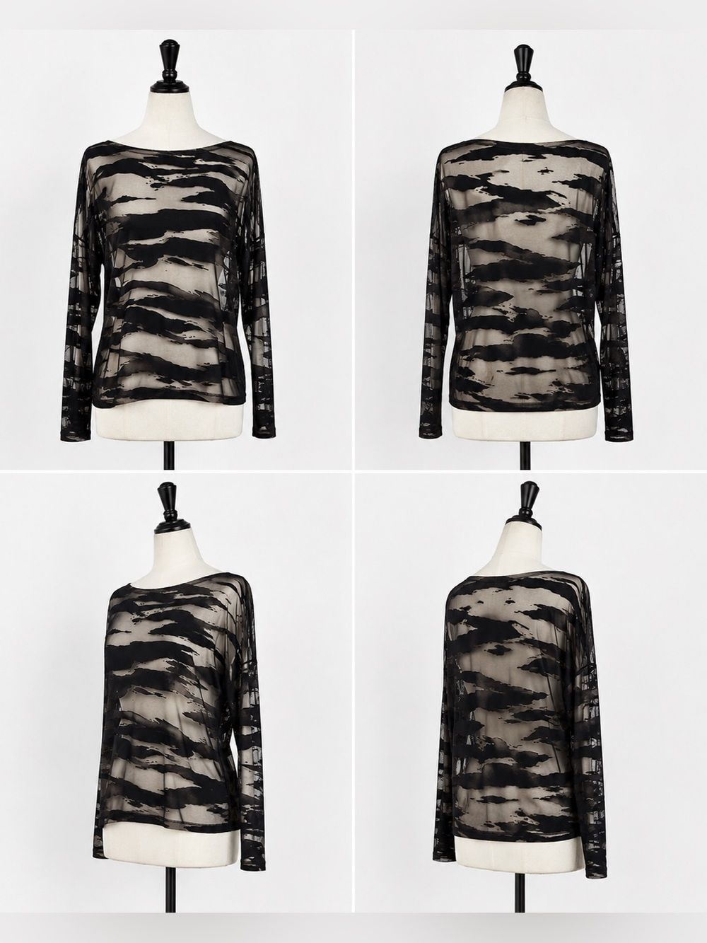 AllSaints Devore Rita Sheer Tiger Burnout Top Medium